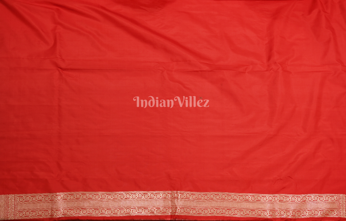 Stunning Bridal Red Brocade Pure Katan Banarasi Silk Saree 