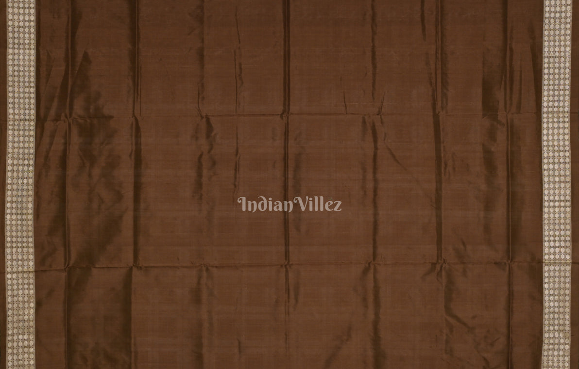 White Brown Ashwini Odisha Ikat Sambalpuri Silk Saree