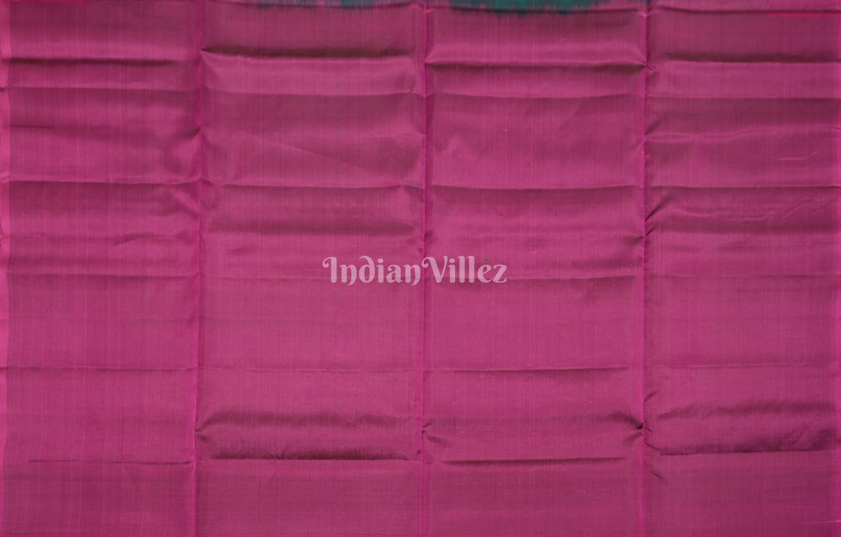 Teal Green Magenta Pink Zari Pure Kanjivaram Soft Silk Saree 