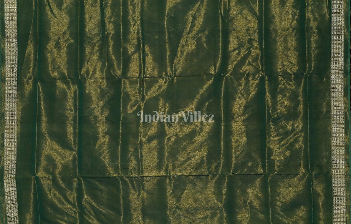 Maroon Green Tribal Diwali Theme Sambalpuri Tissue Silk Saree