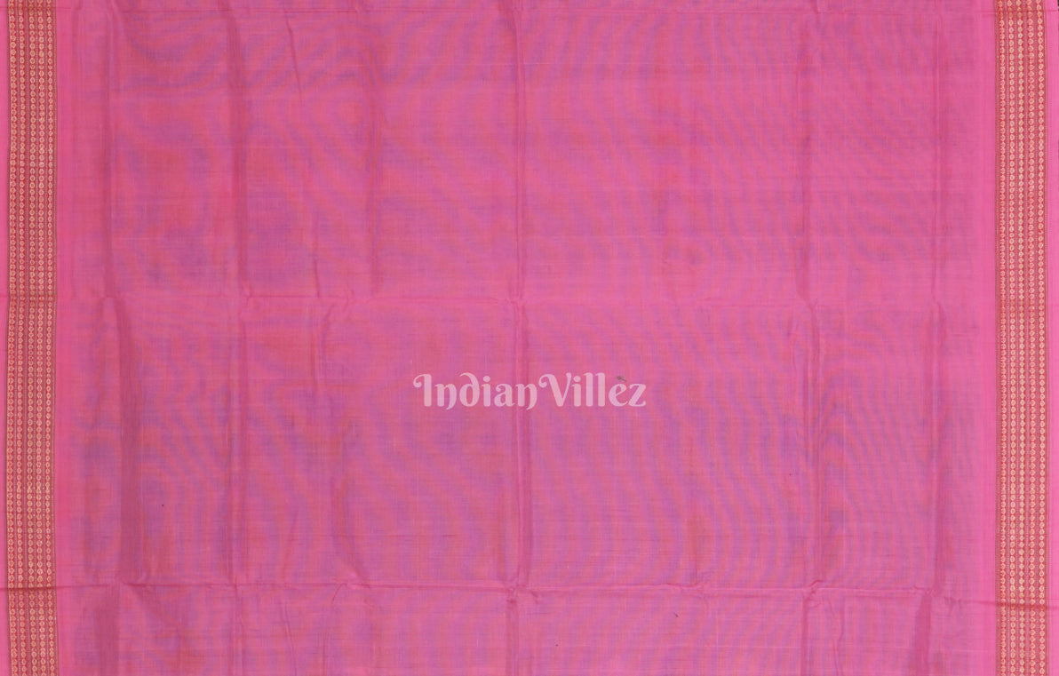 Blue Pink Doll Theme Odisha Ikat Bomkai Cotton Saree 