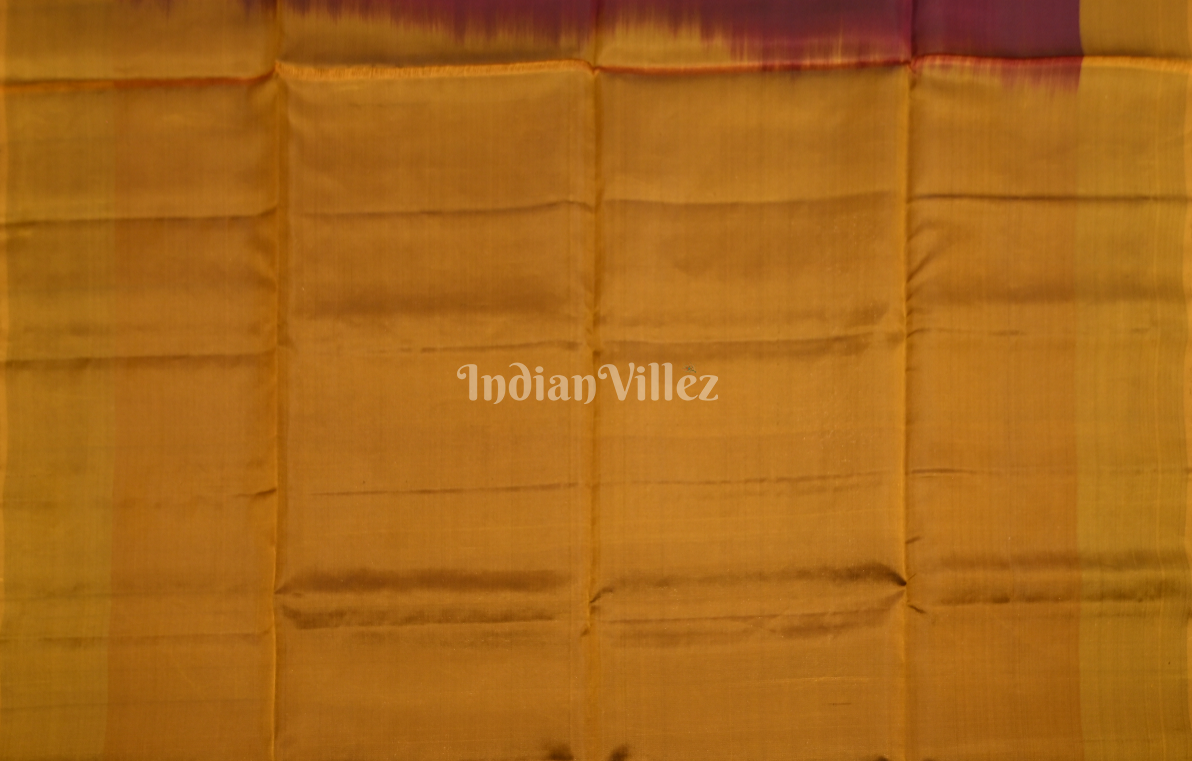 Wine Mustard Yellow Zari Pure Kanjivaram Soft Silk Saree