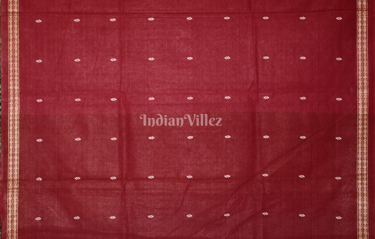 Grey Red Pasapali Border Fine Gopalpur Tussar Silk Saree