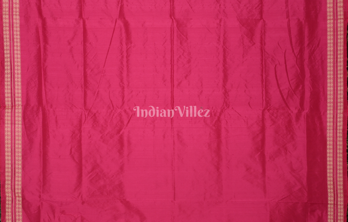 Orange Rani Pink Buti Design Odisha Ikat Bomkai Silk Saree 