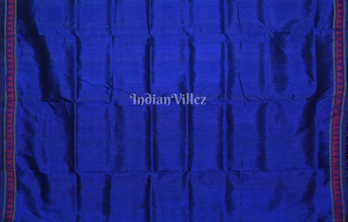 Blue 3d colour Odisha Ikat Khandua Silk Saree with Dongaria Anchal 