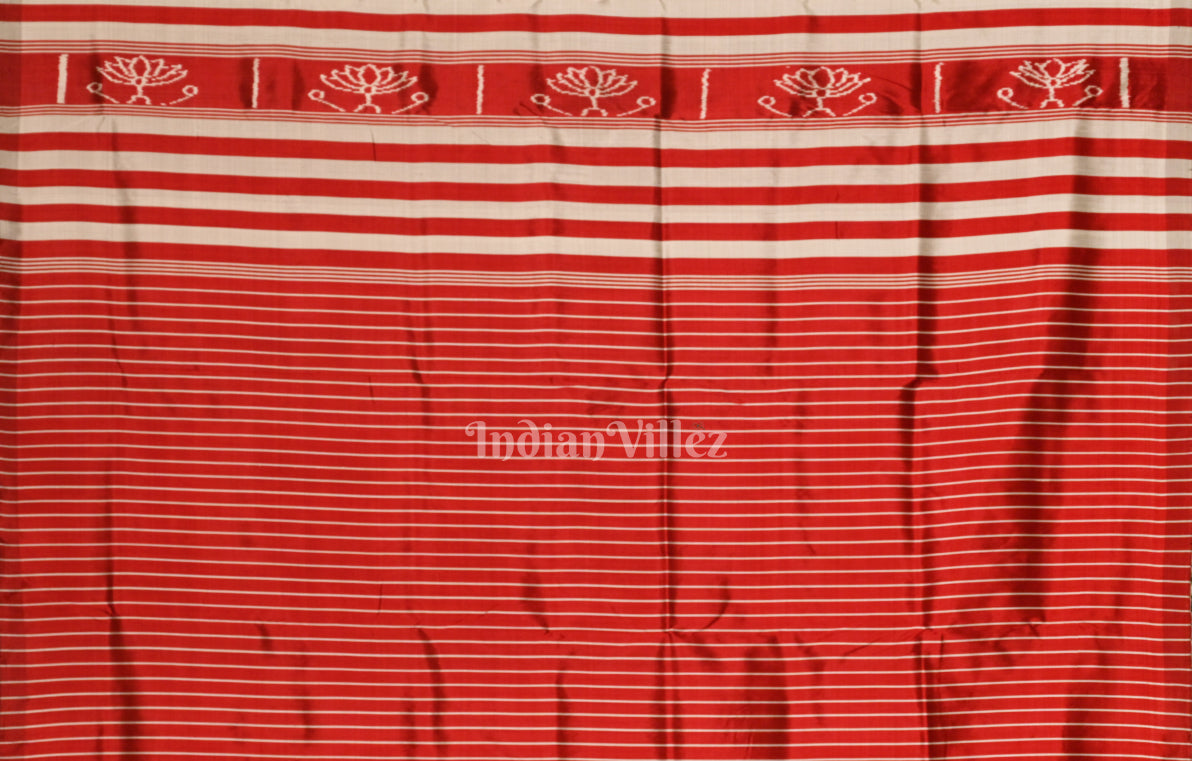 Red Jhoti Theme Odisha Ikat Contemporary Designer Silk Saree