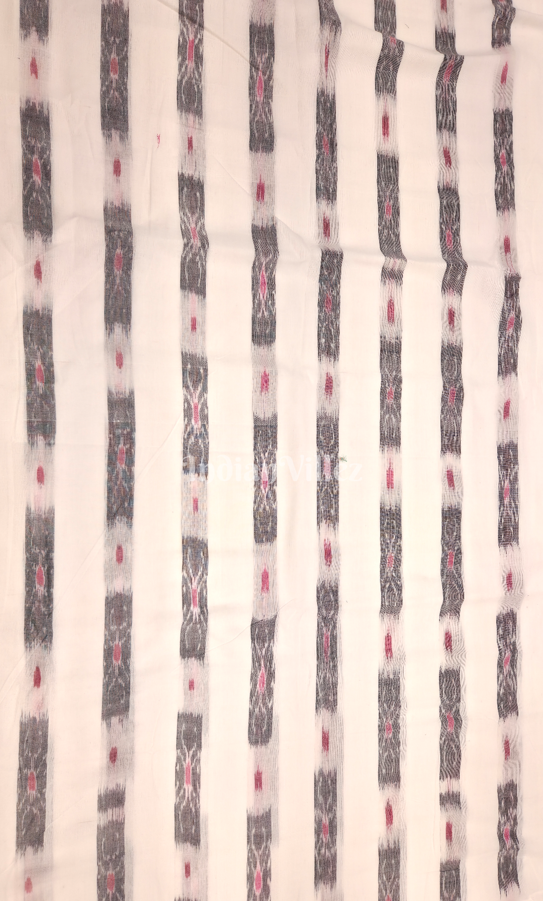 White Black Odisha Ikat Sambalpuri Cotton Fabric 