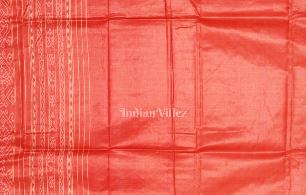 Yellow Red Gopalpur Tussar Silk Saree with Blue Border & Anchal
