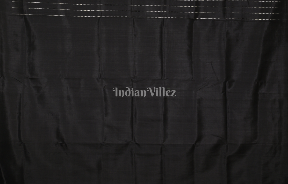 Black Stripes Odisha Ikat Contemporary Designer Saree with Marriage Pallu