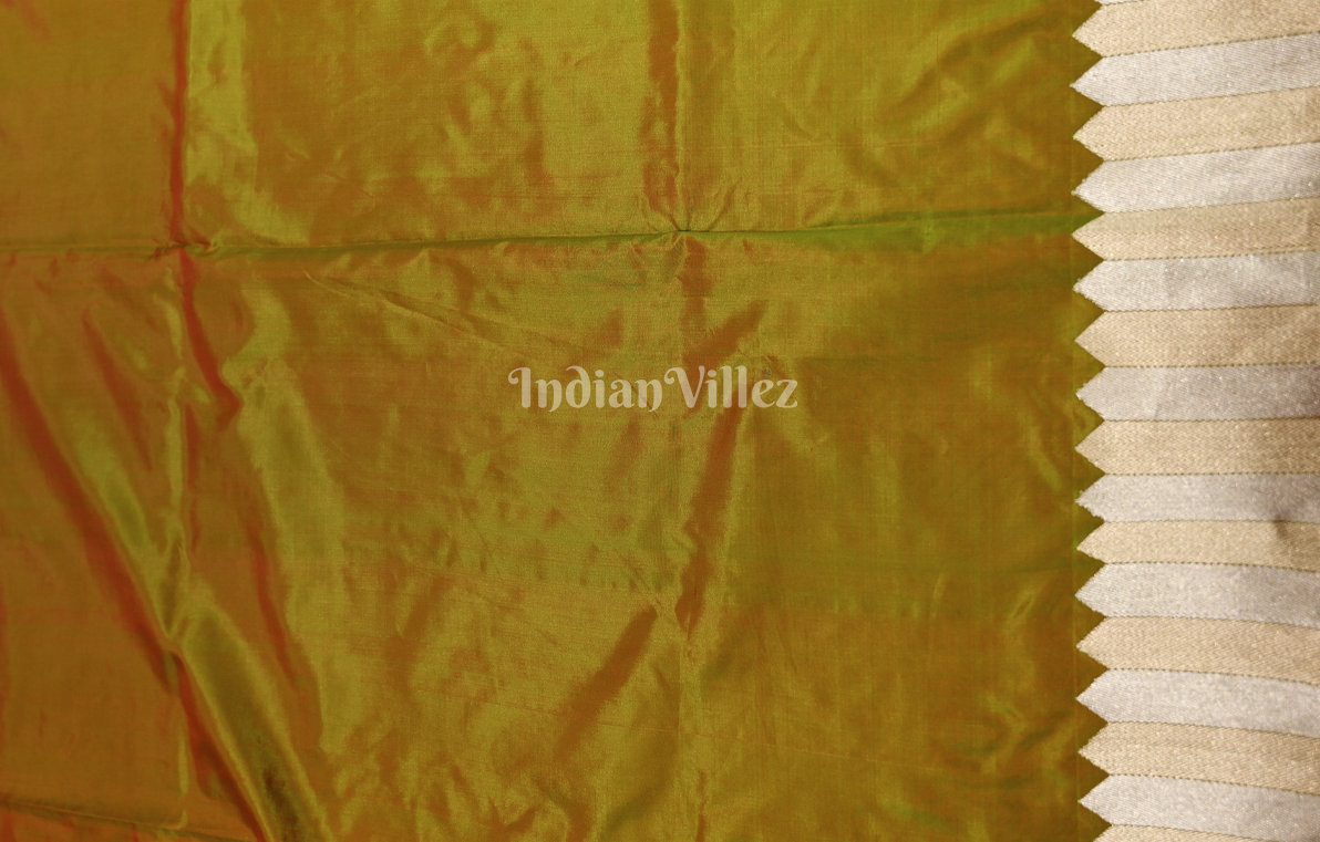 Mehendi Green Dual Tone Pure Katan Banarasi Silk Saree