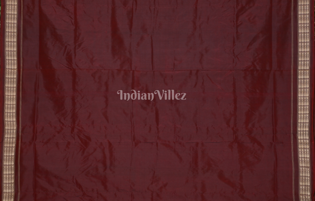 Magenta Pink Maroon Tribal Motif Odisha Ikat Sambalpuri Silk Saree