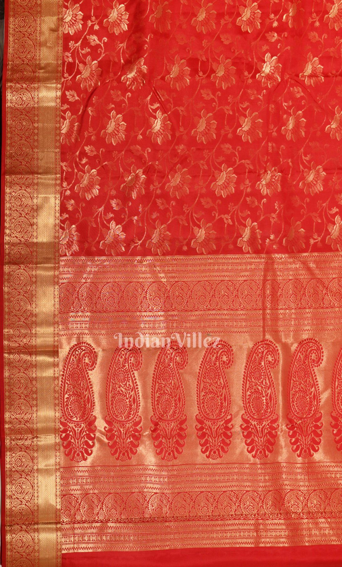 Red Floral Brocade Pure Kanjivaram Silk Saree 