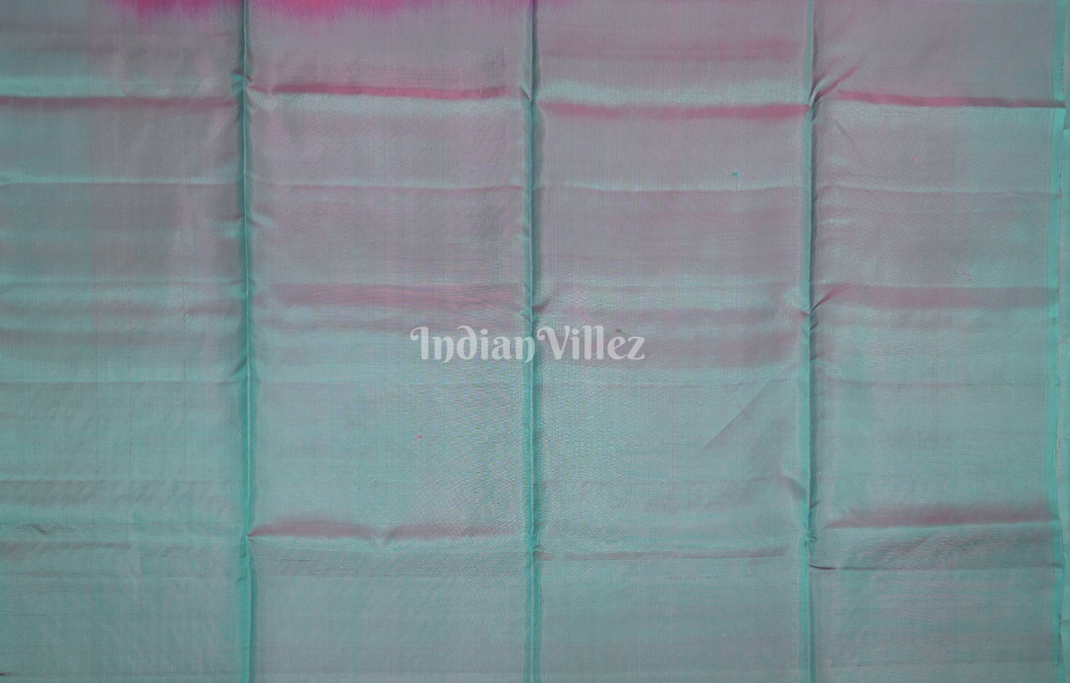 Pink Teal Blue Zari Pure Kanjivaram Soft Silk Saree