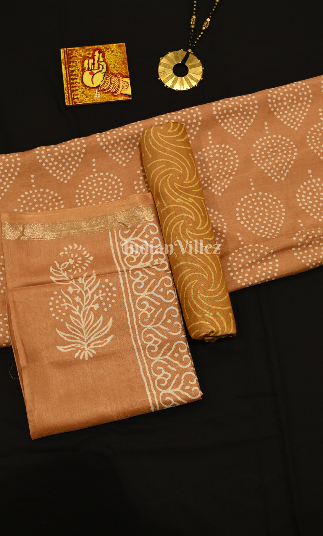 Rust Orange Block Printed Cotton Suit Sets