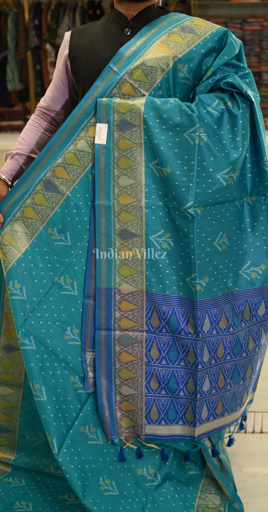 Blue Floral Patola Silk  Saree 