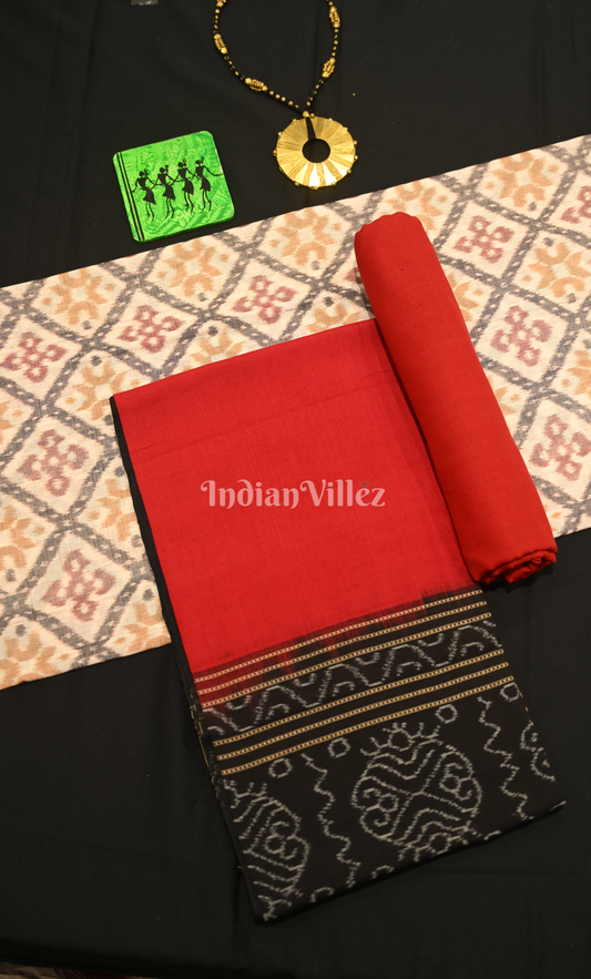  Yellow Grey Antique Rugs Odisha Ikat Sambalpuri Dress Set & Dupatta