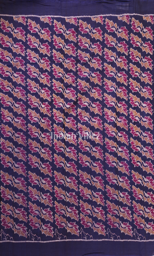 Purple Leaf Motif Odisha Ikat Sambalpuri Cotton Fabric