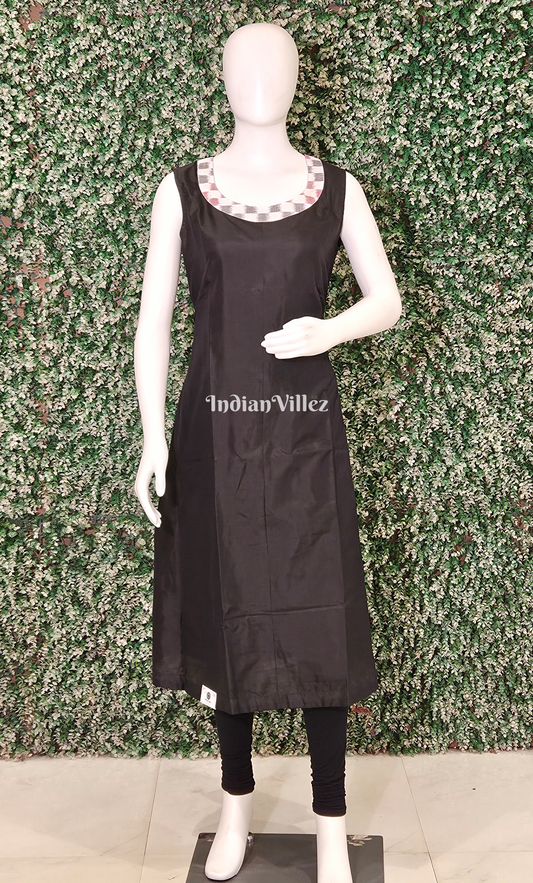 Black Odisha Ikat Designer Cotton Kurti for Women