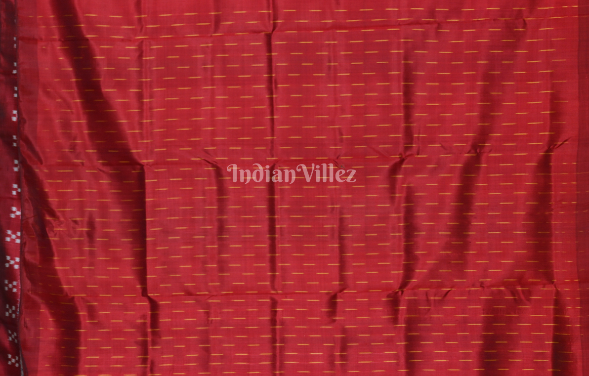 Blue Red Odisha Ikat Contemporary Designer Silk Saree with Pasapali Border