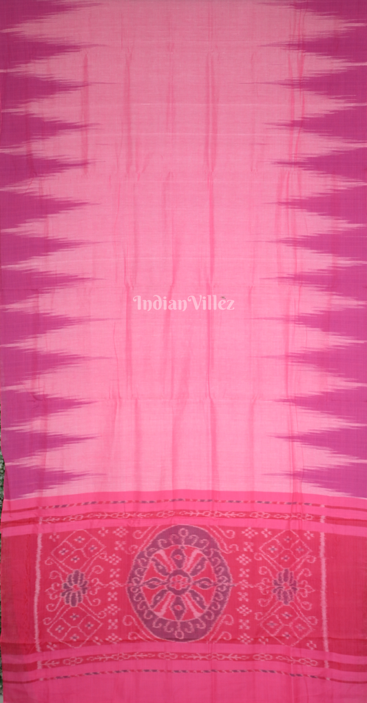 Pink Red Kargil Kumbha Odisha Handloom Maniabandha Cotton Saree 