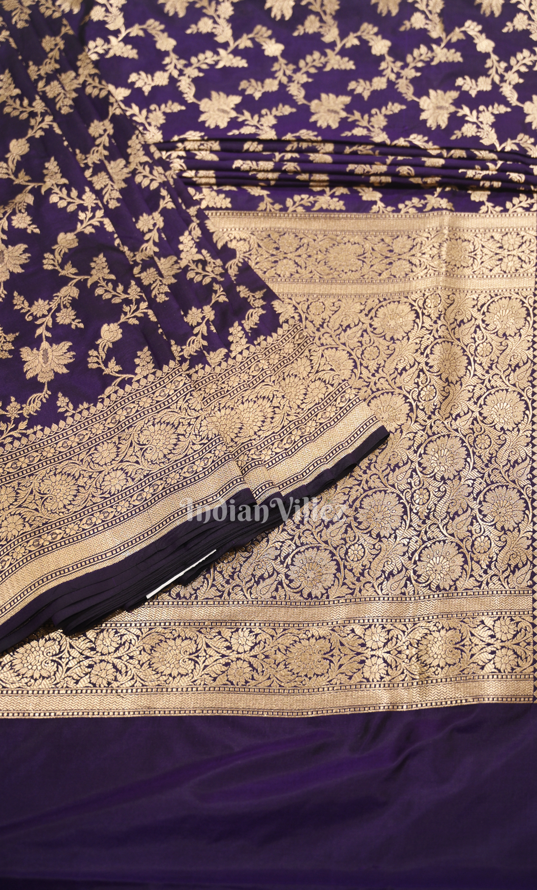 Premium wedding Wear  Purple Pure Katan Banarasi Silk Saree 