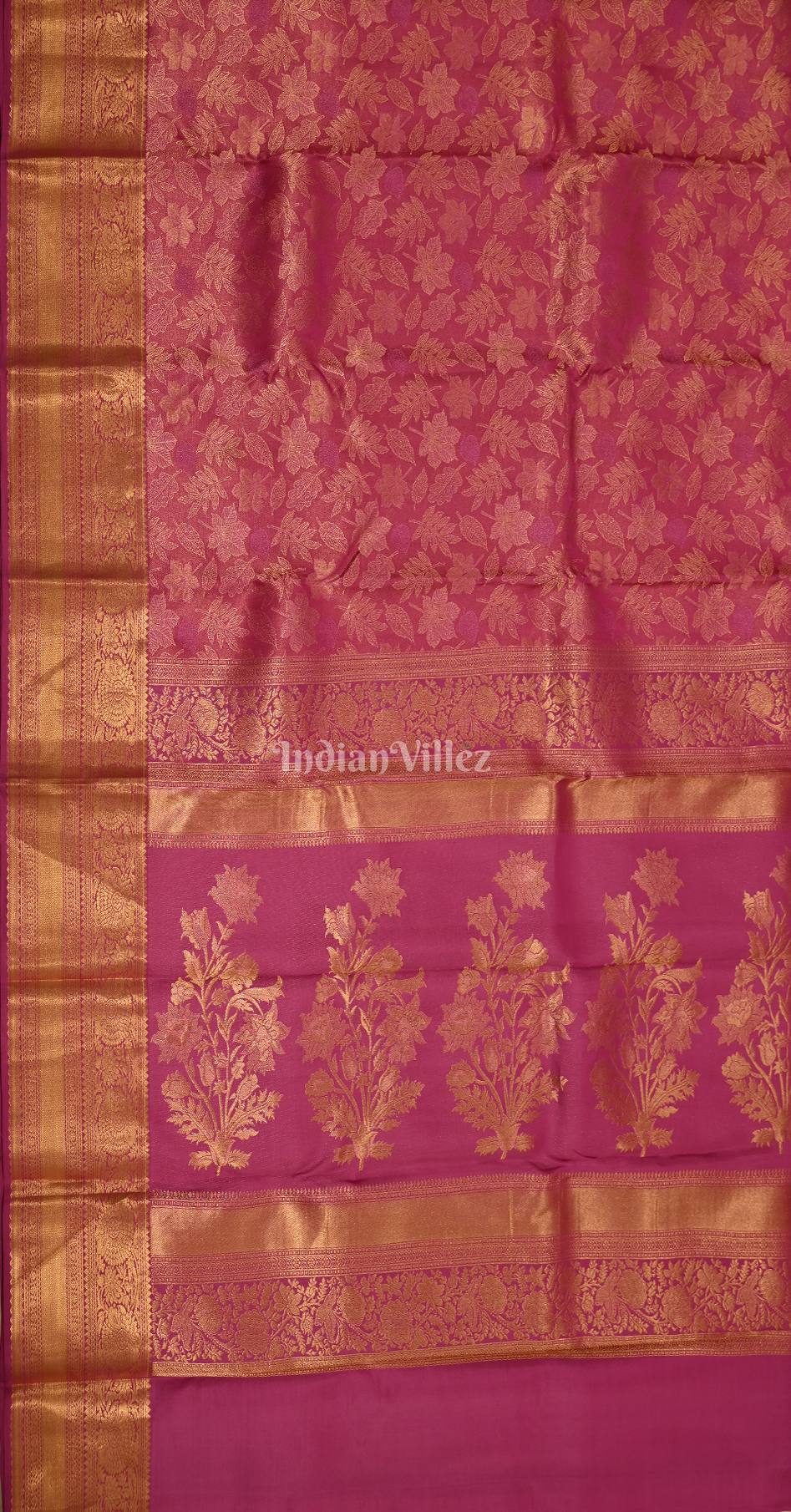 Exclusive Rani Pink Golden Brocade Pure Kanjivaram Silk Saree