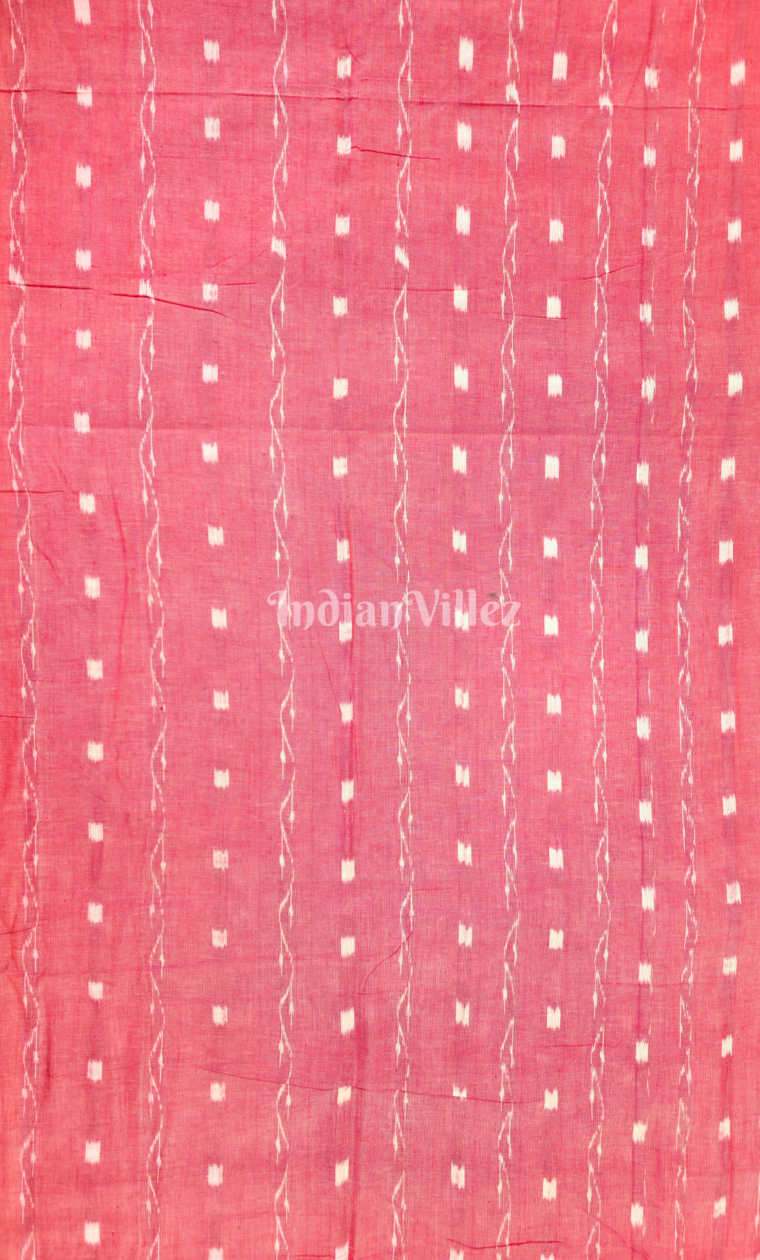 Peach Pink Tipa Design Odisha Ikat Sambalpuri Cotton Fabric