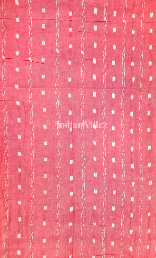Peach Pink Tipa Design Odisha Ikat Sambalpuri Cotton Fabric