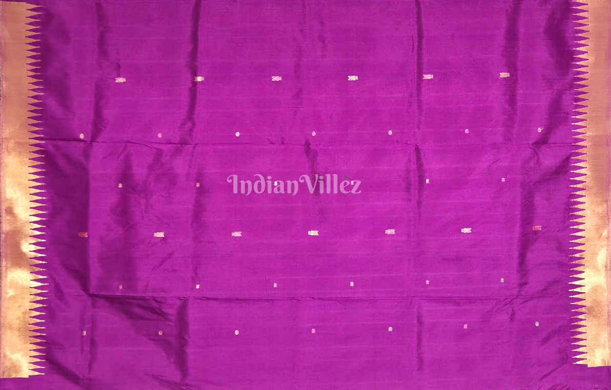 Purple Golden Stripes Half Tissue Sambalpuri Silk Saree