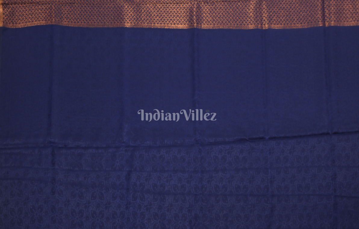Blue Paisley  Design Kanjivaram Silk Saree with Brocade Work 