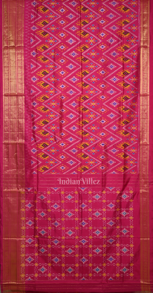 Magenta Pink Pochampally Ikat Silk Saree 