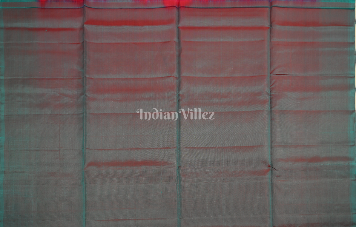 Red Teal Blue Zari Pure Kanjivaram Soft Silk Saree