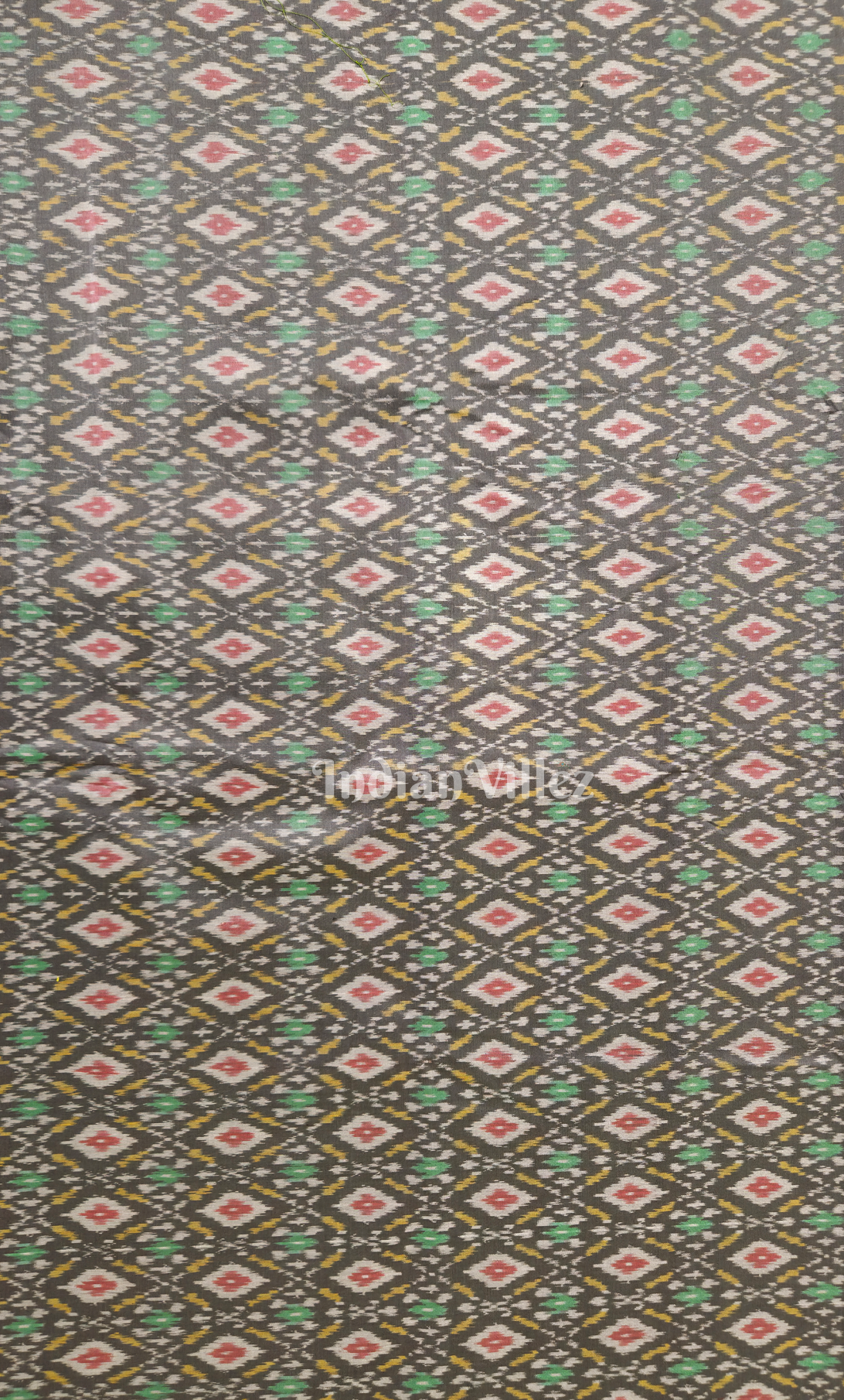 Brown Grey Handwoven Pochampally Ikat Silk & Cotton (Sico) Fabric