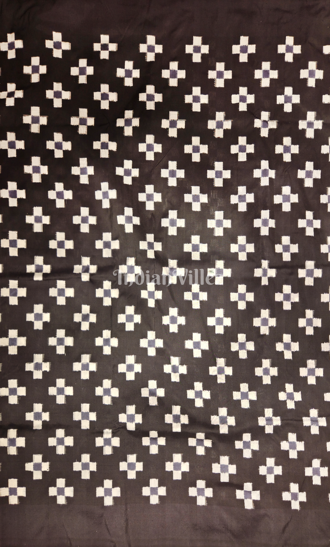 Exclusive Black White Pasapli Odisha Ikat Sambalpuri Silk Fabric
