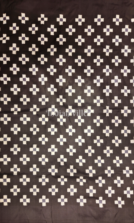 Exclusive Black White Pasapli Odisha Ikat Sambalpuri Silk Fabric