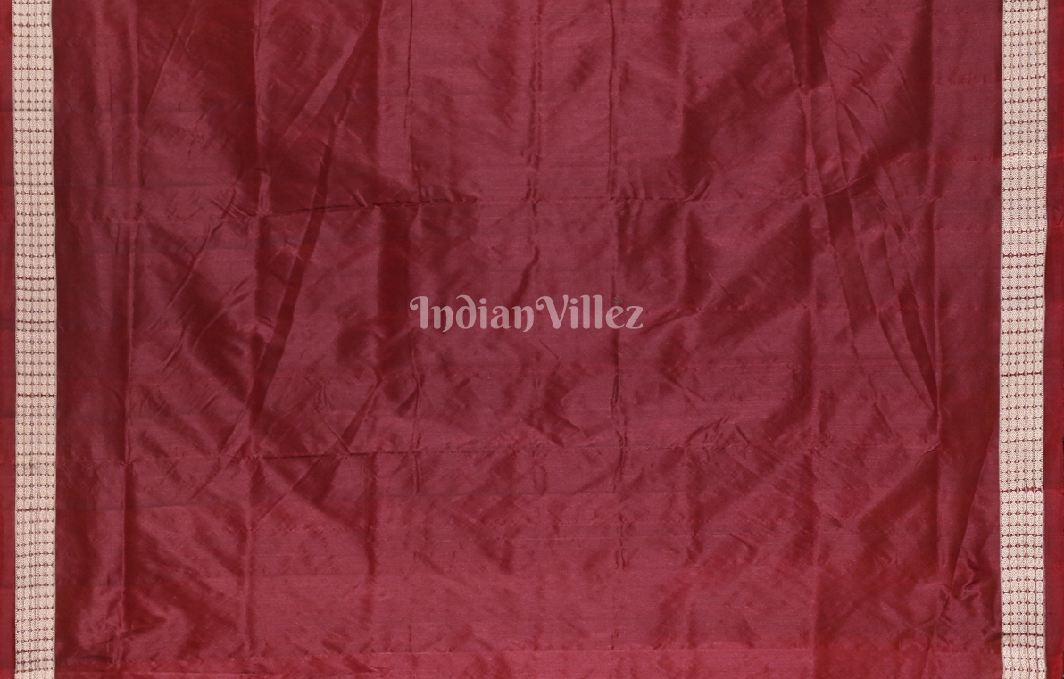  Red Tribal Theme Odisha Ikat Sambalpuri Silk Saree 