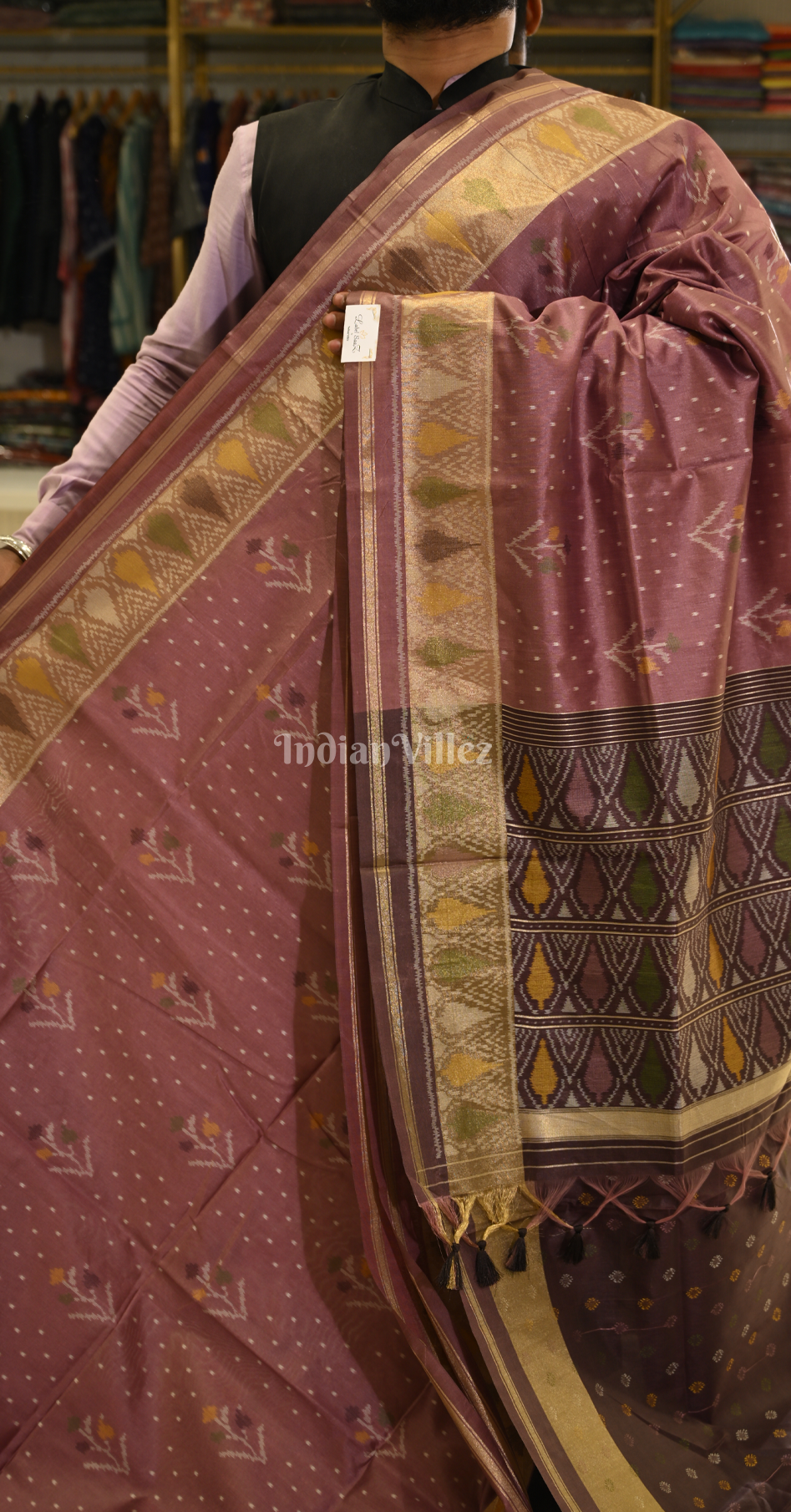 Dusty Pink Coffee Floral Patola Silk  Saree 
