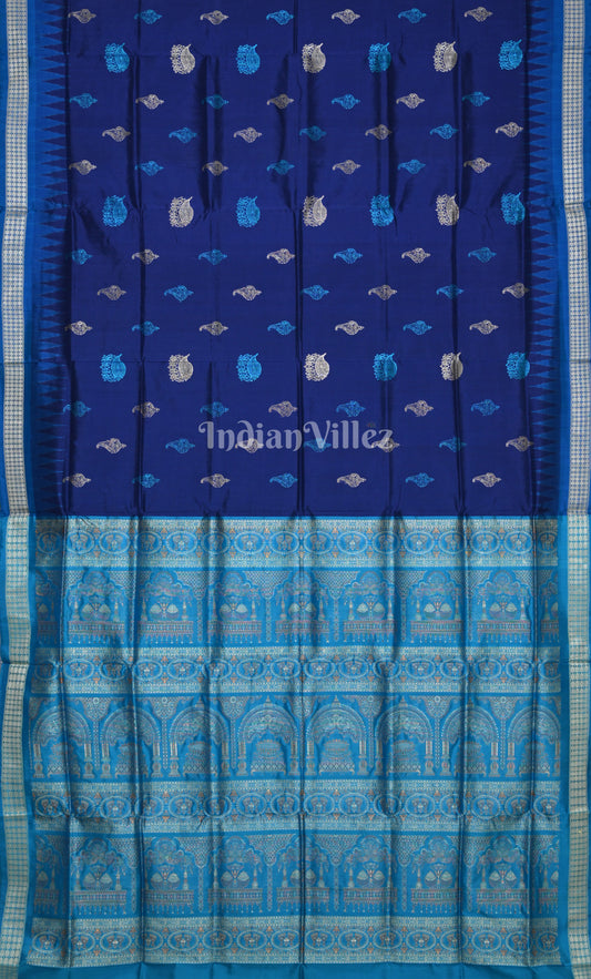 Royal Blue Odisha Ikat Bomkai Sambalpuri Silk Saree