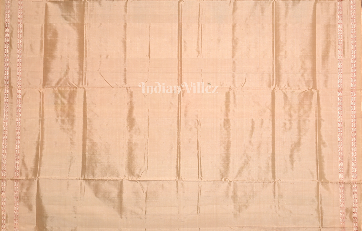 Brown Beige Shree Mandir Theme Bomkai Sambalpuri Ikat Silk Saree
