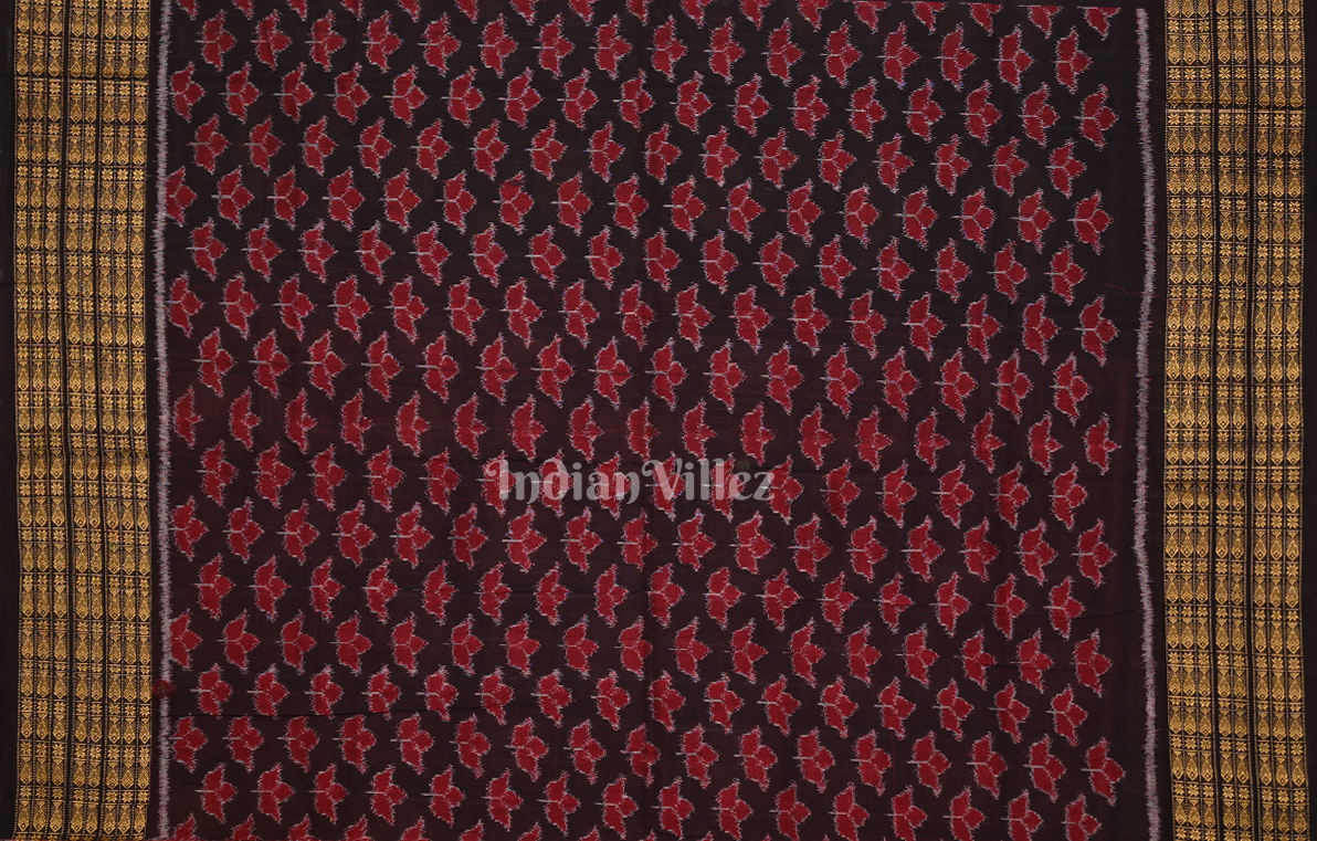 Red Black Nabakothi Odisha Ikat Sambalpuri Cotton Saree