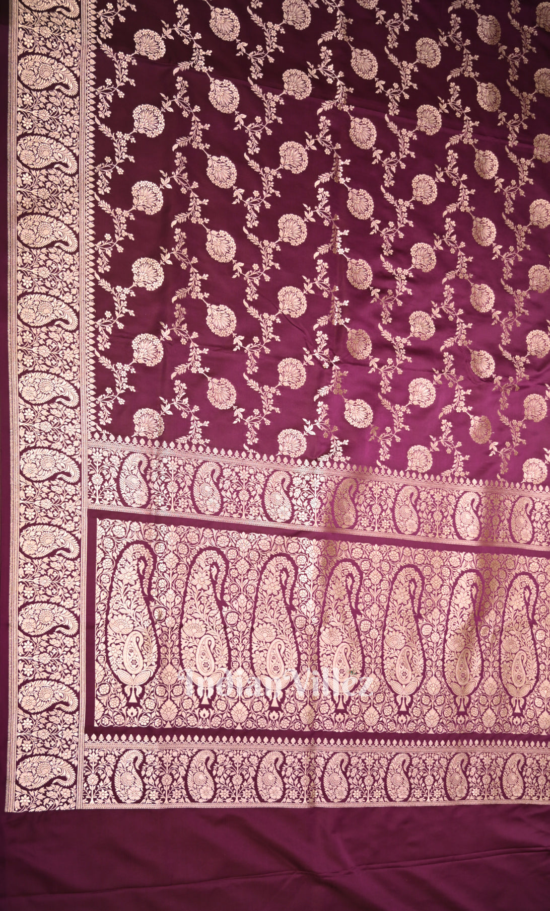 Mulberry Purple Mashru Satin Silk Banarasi Saree With Jaal Pattern