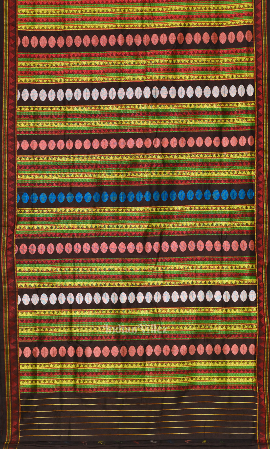 Coffee Buti Design Odisha Ikat Contemporary Silk Saree with Dongaria Anchal 