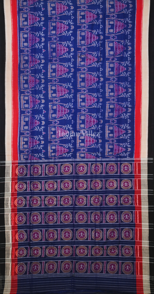 Navy Blue Tribal Motif Odisha Ikat Sambalpuri Cotton Saree 