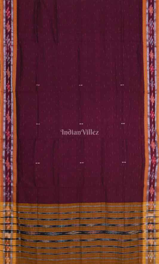 Purple Wine Brown Odisha Ikat Maniabandha Cotton Saree