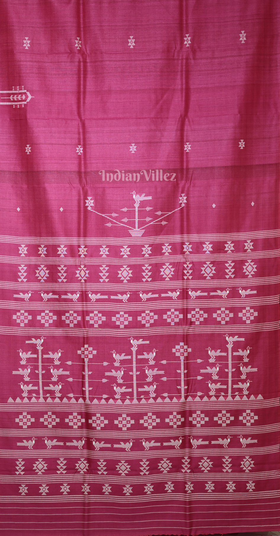 Magenta Pink Gopalpur Tussar Silk Saree  Inspired by Ganjam Bomkai Theme 
