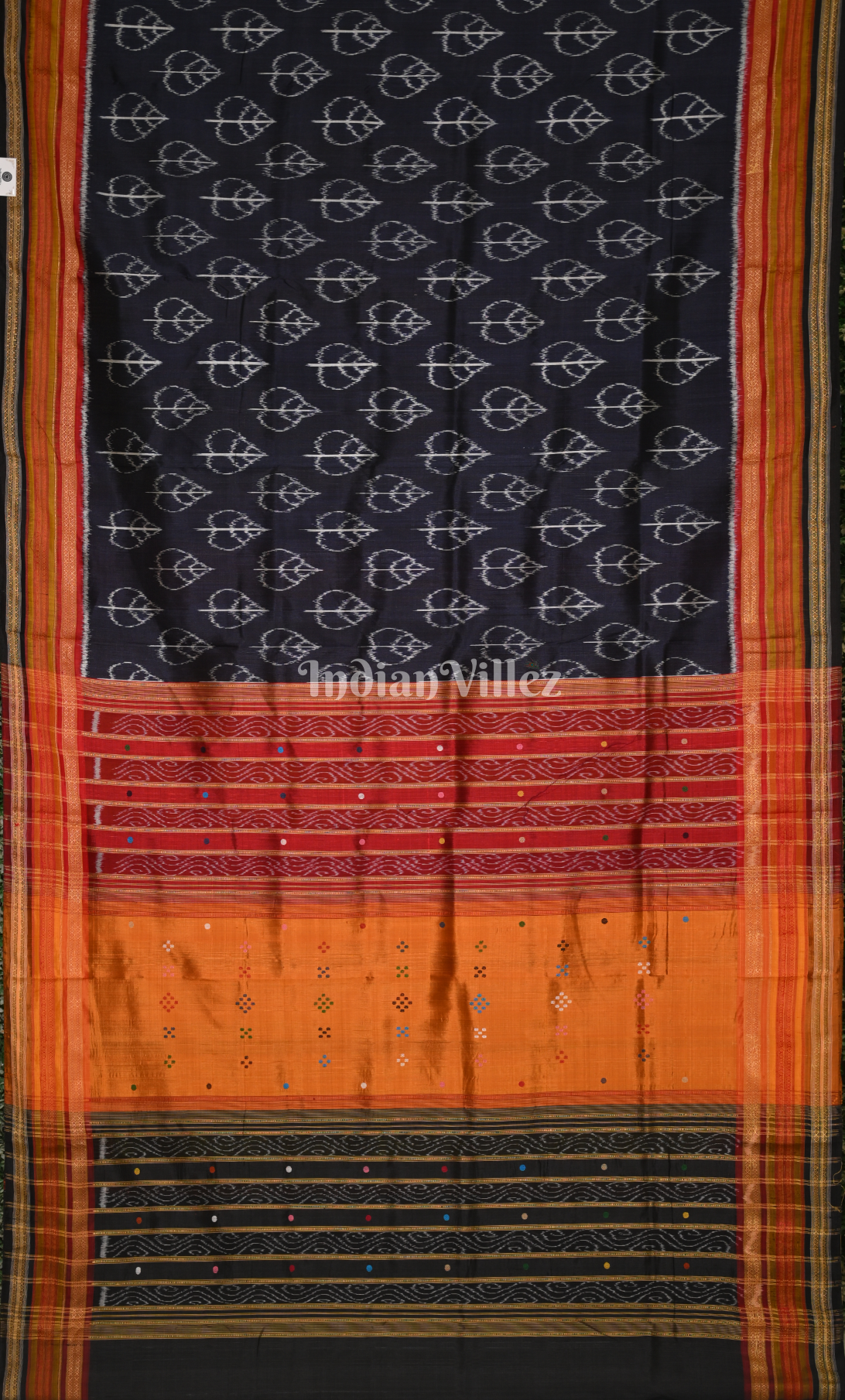 Black with Multi colour Kathiphera Odisha Ikat Khandua Silk Saree 
