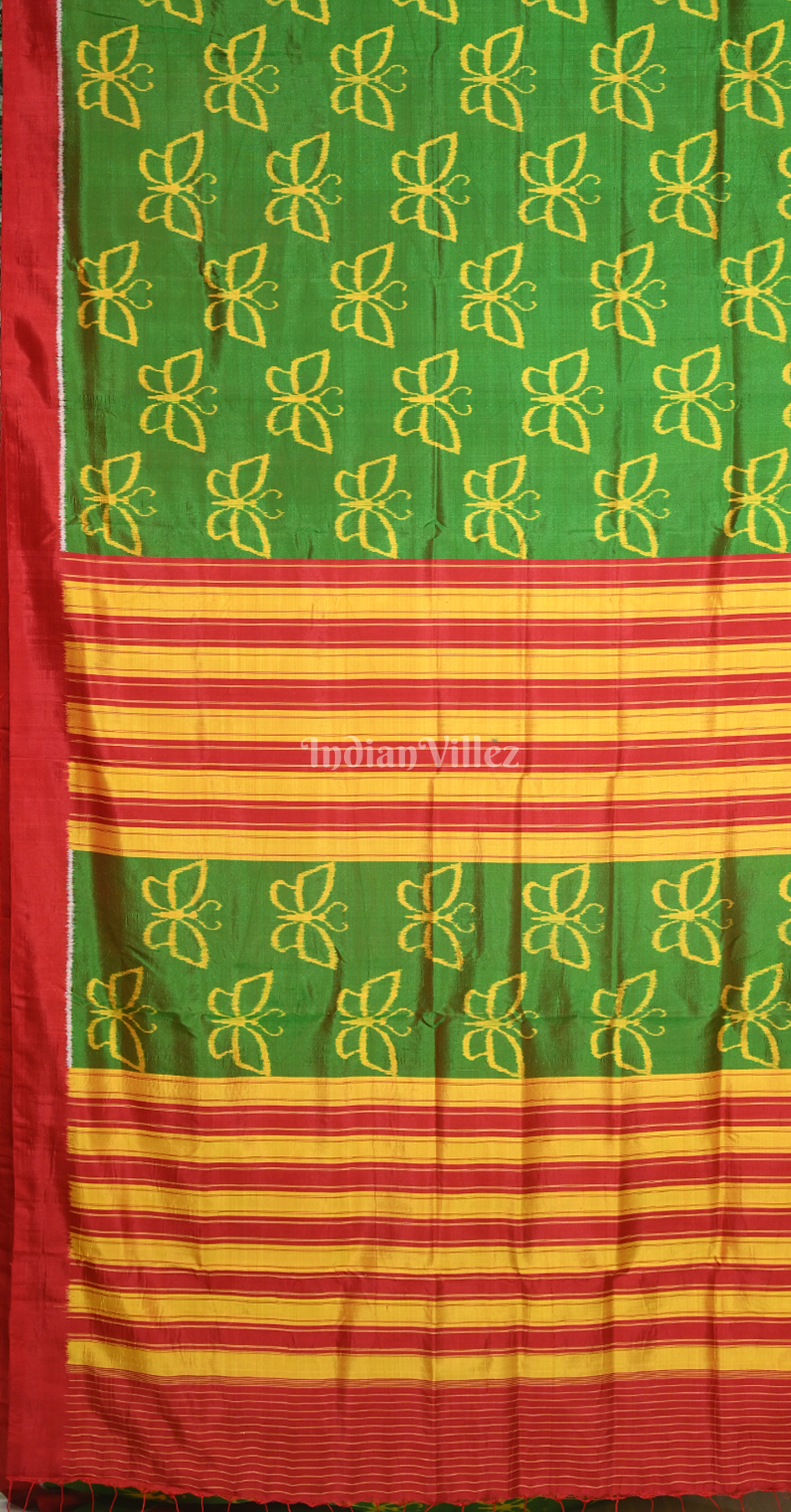 Green Yellow Butterfly Theme Contemporary Designer Silk Saree