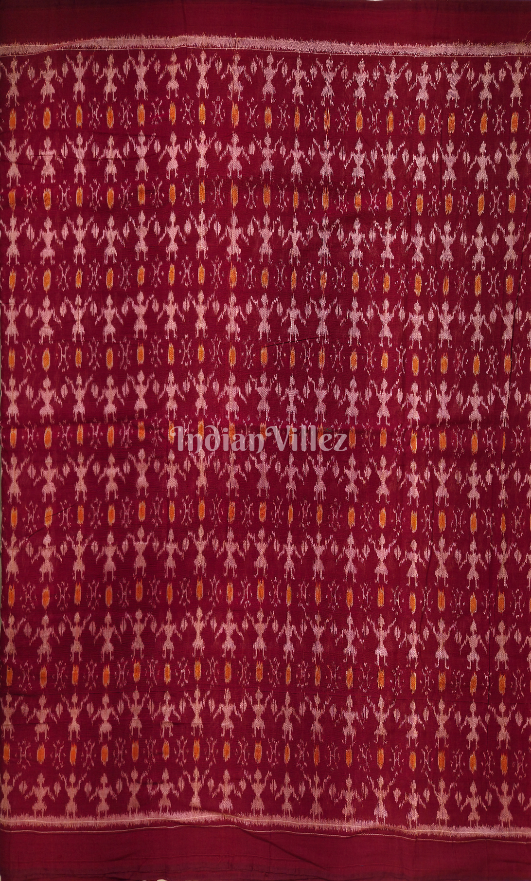 Maroon Tribal Theme Odisha Ikat Sambalpuri Cotton Fabric