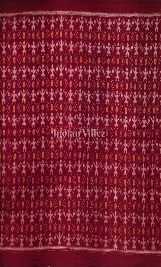 Maroon Tribal Theme Odisha Ikat Sambalpuri Cotton Fabric
