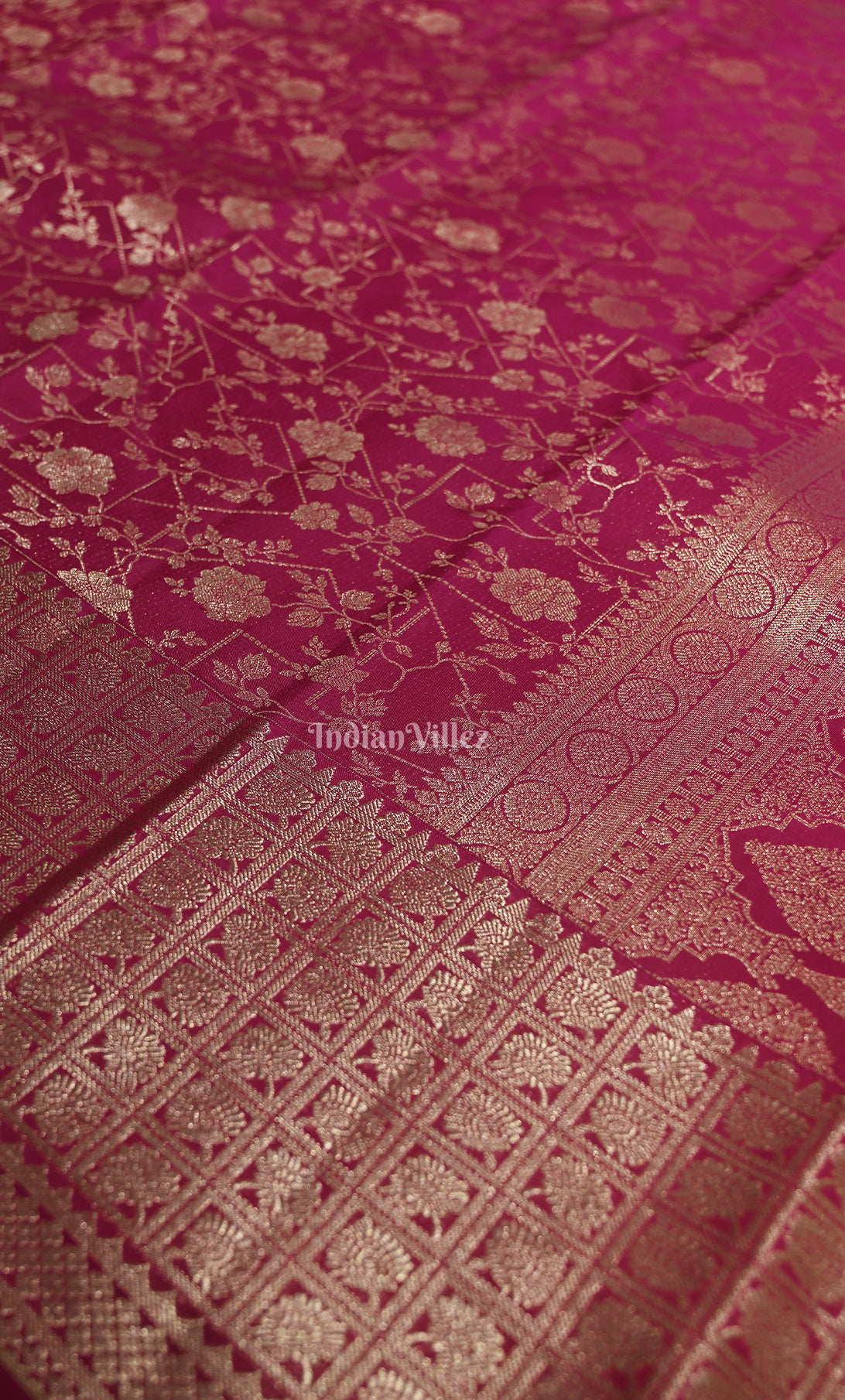 Magenta Pink Pure Brocade Kanjivaram Silk Saree 